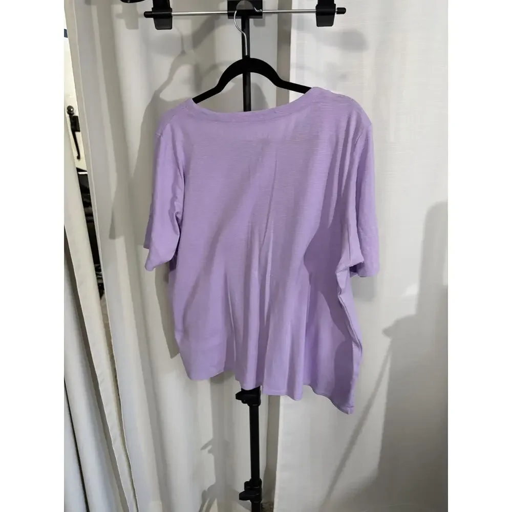Orvis Purple Solid Crew Neck Short Sleeve Knit T-Shirt Women XL #0190